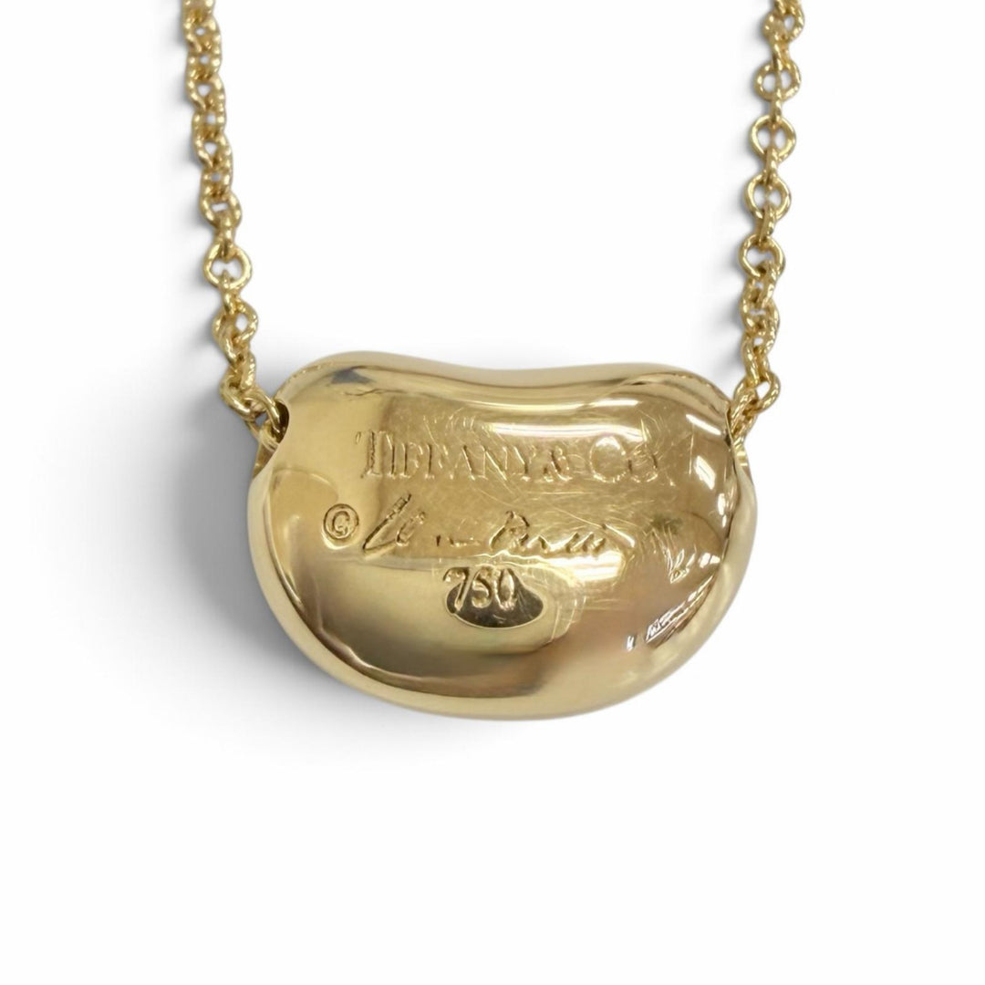 極美品△TIFFANY&amp;Co. ティファニー エルサペレッティ ビーン デザイン ペンダント ネックレス 750(YG) イエローゴールド 重量4.21g