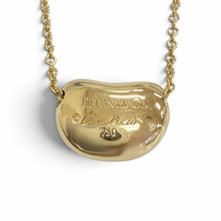 極美品△TIFFANY&amp;Co. ティファニー エルサペレッティ ビーン デザイン ペンダント ネックレス 750(YG) イエローゴールド 重量4.21g