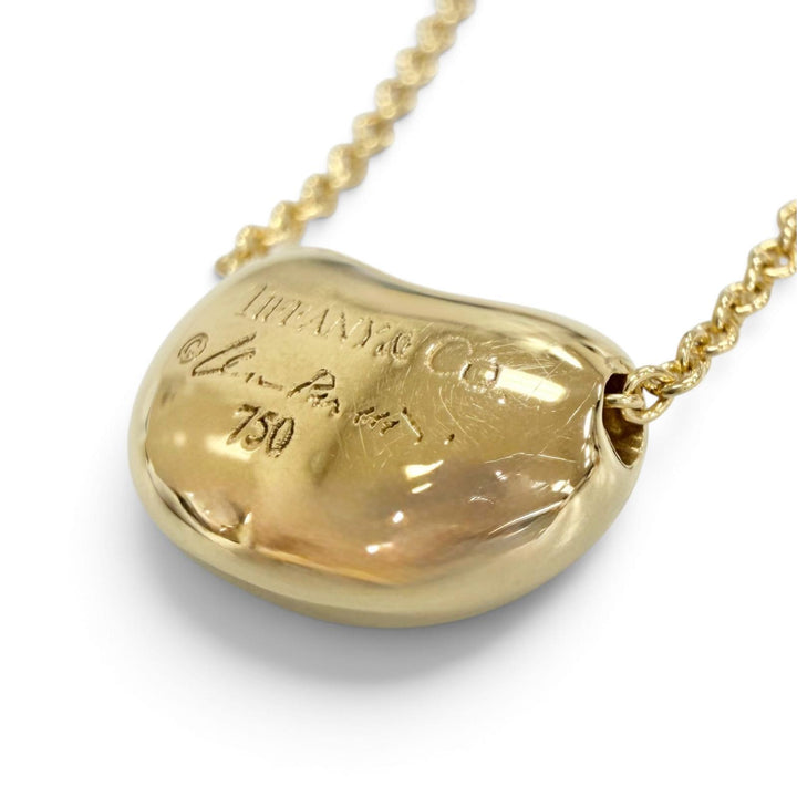 極美品△TIFFANY&amp;Co. ティファニー エルサペレッティ ビーン デザイン ペンダント ネックレス 750(YG) イエローゴールド 重量4.21g