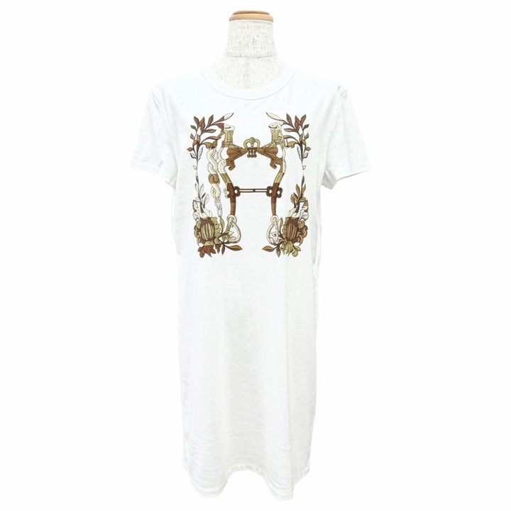 極美品△HERMES エルメス 24SS 4E4530DA Della Cavalleria デッラ カヴァッレリア コットン100％ 半袖Ｔシャツ ワンピース FR 38 正規品