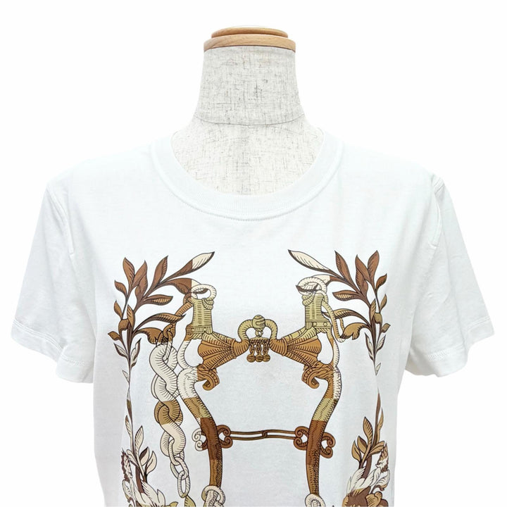極美品△HERMES エルメス 24SS 4E4530DA Della Cavalleria デッラ カヴァッレリア コットン100％ 半袖Ｔシャツ ワンピース FR 38 正規品