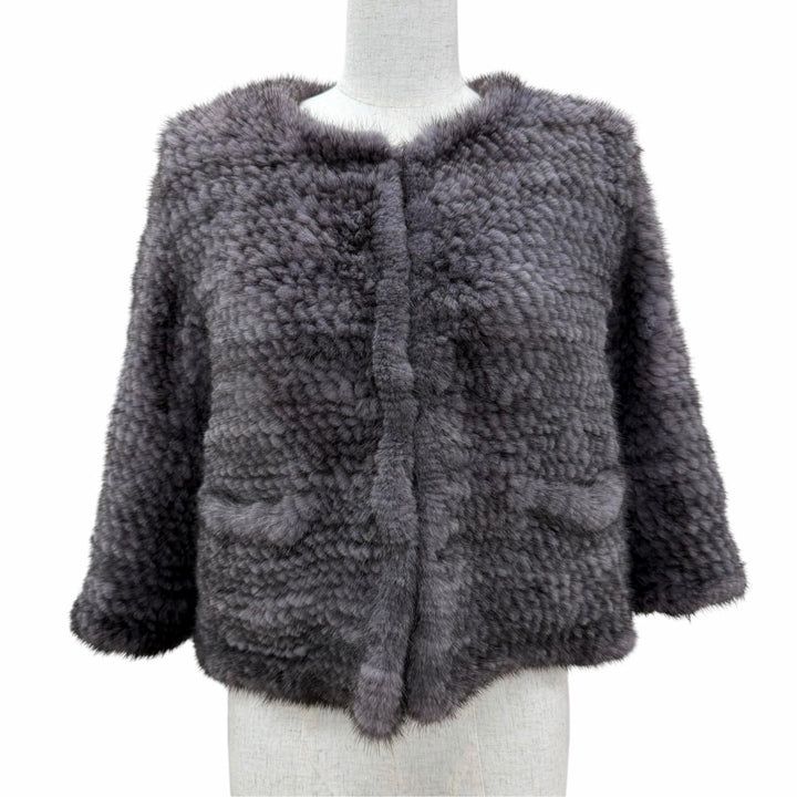 極美品☆allureville アリュービル MINK ミンクファー ノーカラージャケット 本毛皮コート グレー系 2 正規品 レディース