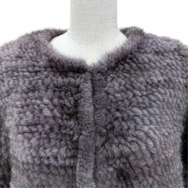 極美品☆allureville アリュービル MINK ミンクファー ノーカラージャケット 本毛皮コート グレー系 2 正規品 レディース