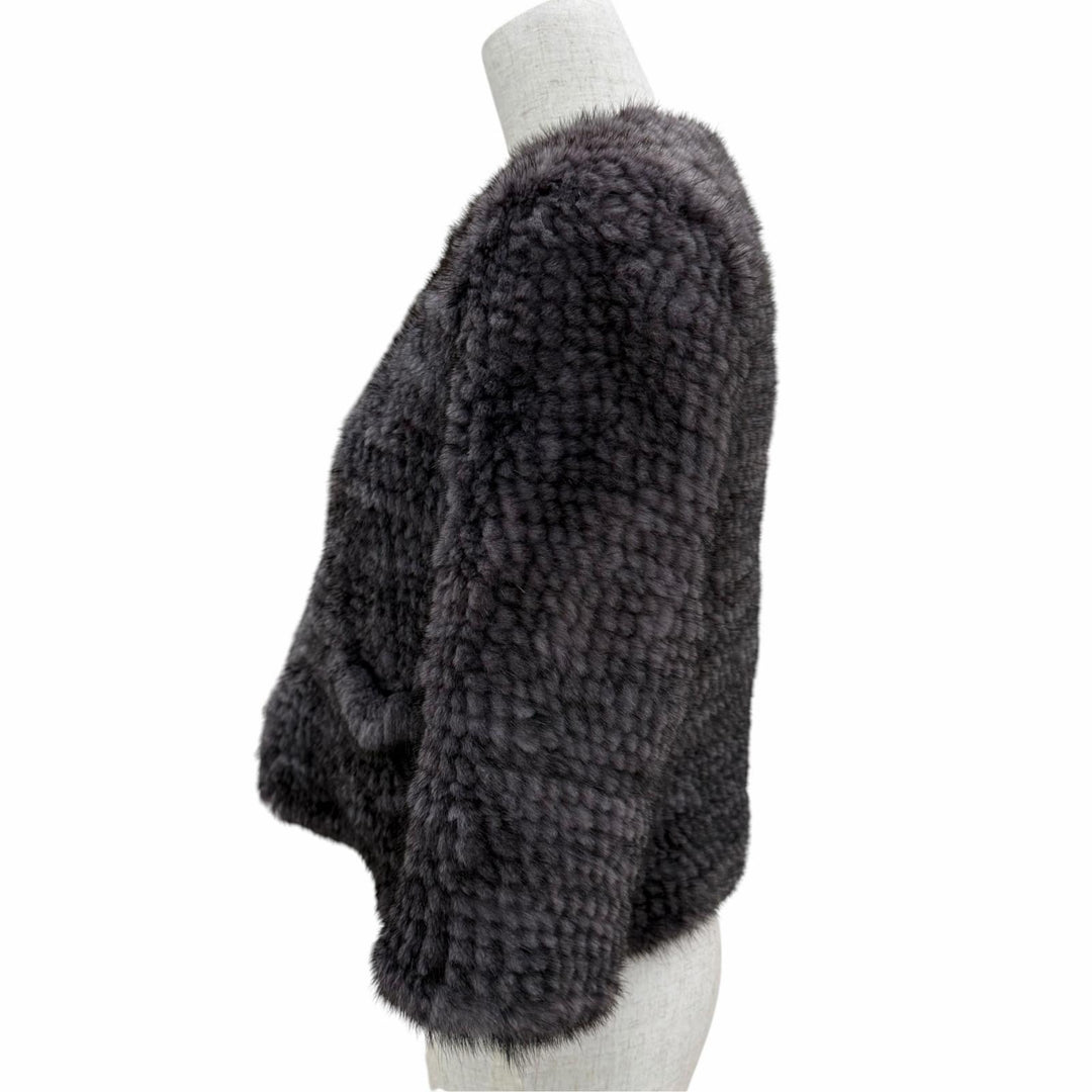 極美品☆allureville アリュービル MINK ミンクファー ノーカラージャケット 本毛皮コート グレー系 2 正規品 レディース
