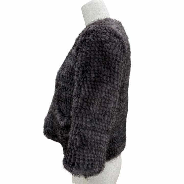 極美品☆allureville アリュービル MINK ミンクファー ノーカラージャケット 本毛皮コート グレー系 2 正規品 レディース