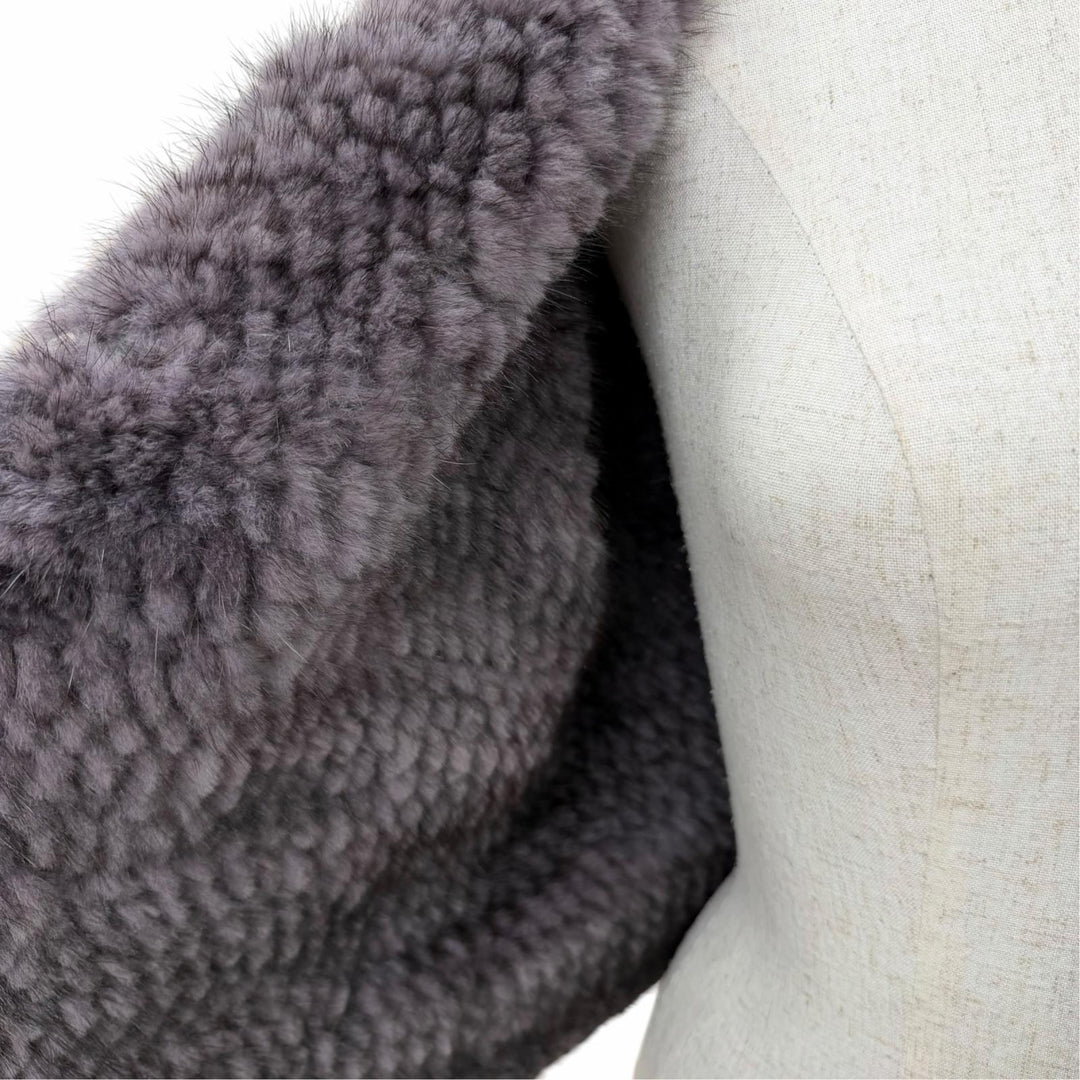 極美品☆allureville アリュービル MINK ミンクファー ノーカラージャケット 本毛皮コート グレー系 2 正規品 レディース