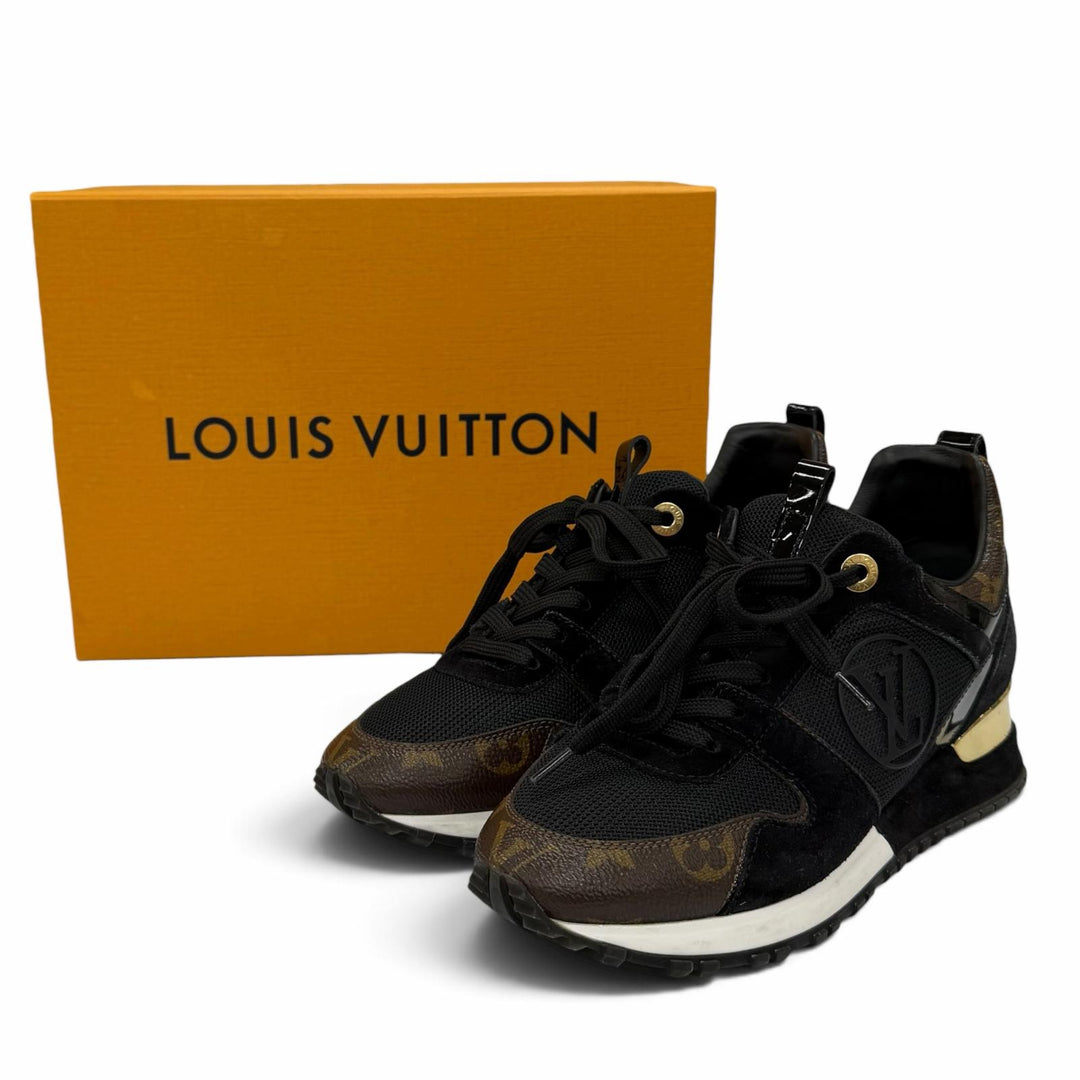 美品★LOUIS VUITTON ルイヴィトン LV ランアウェイライン スウェードレザー使い モノグラムキャンバス スニーカー 35.5 伊製 箱付き