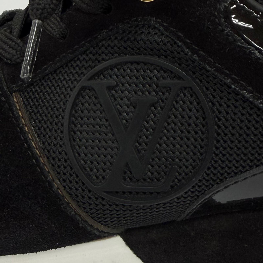 美品★LOUIS VUITTON ルイヴィトン LV ランアウェイライン スウェードレザー使い モノグラムキャンバス スニーカー 35.5 伊製 箱付き