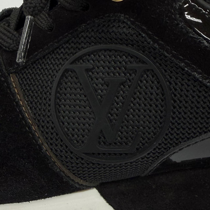 美品★LOUIS VUITTON ルイヴィトン LV ランアウェイライン スウェードレザー使い モノグラムキャンバス スニーカー 35.5 伊製 箱付き