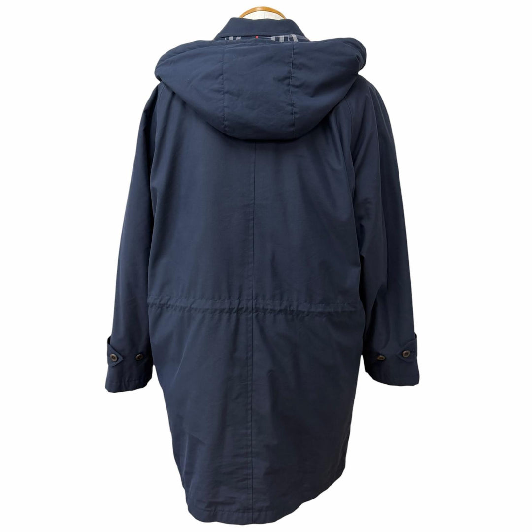 美品□Burberrys バーバリー ヴィンテージ 裏チェック柄 ダウンライナー付き 2WAY フーデッドコート ネイビー LY 日本製 正規品 メンズ