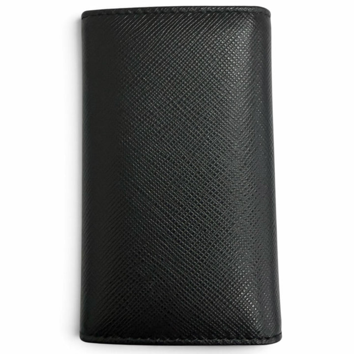 未使用品□PRADA プラダ 2PG222 サフィアーノレザー トライアングルロゴ 6連 キーホルダー キーケース ブラック イタリア製 メンズ 箱付