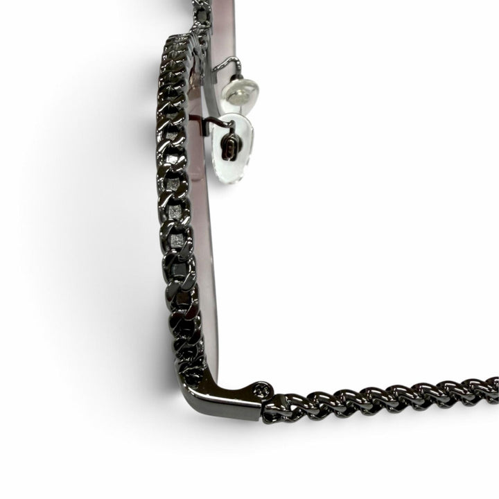 美品★CHANEL シャネル 4242 ココマーク チェーン付 パントシェイプ グラデーションレンズ サングラス ブラウン シルバー金具 55□17 135