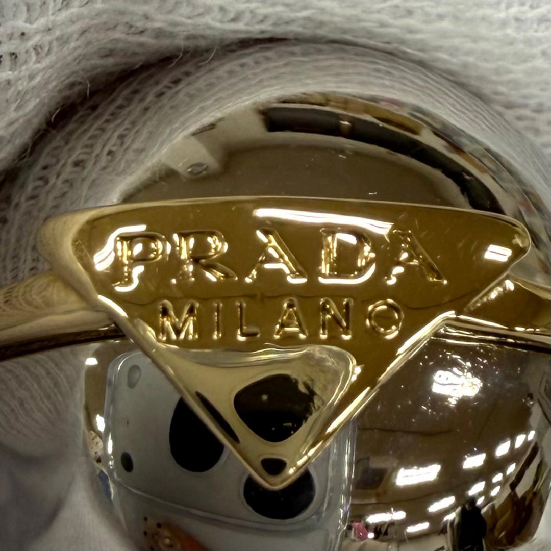 美品★PRADA プラダ 1IO241 トライアングルロゴ ボール ピアス アクセサリー シルバー ゴールド イタリア製 レディース 箱・保存袋付き