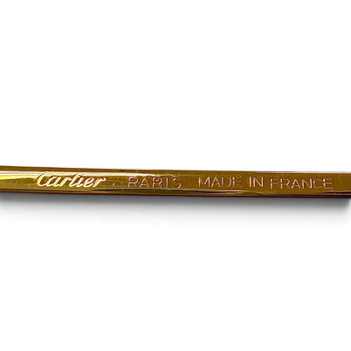 美品▼Cartier カルティエ トリニティ ツーブリッジ ロゴ金具付 アイウェア サングラス ゴールド ボルドー 59□14 140 度入り フランス製