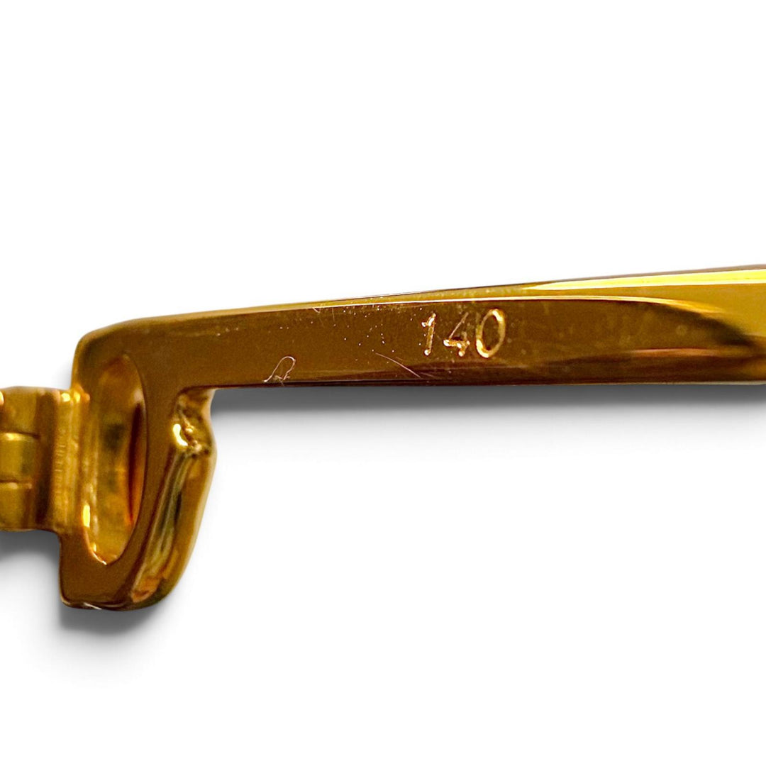 美品▼Cartier カルティエ トリニティ ツーブリッジ ロゴ金具付 アイウェア サングラス ゴールド ボルドー 59□14 140 度入り フランス製