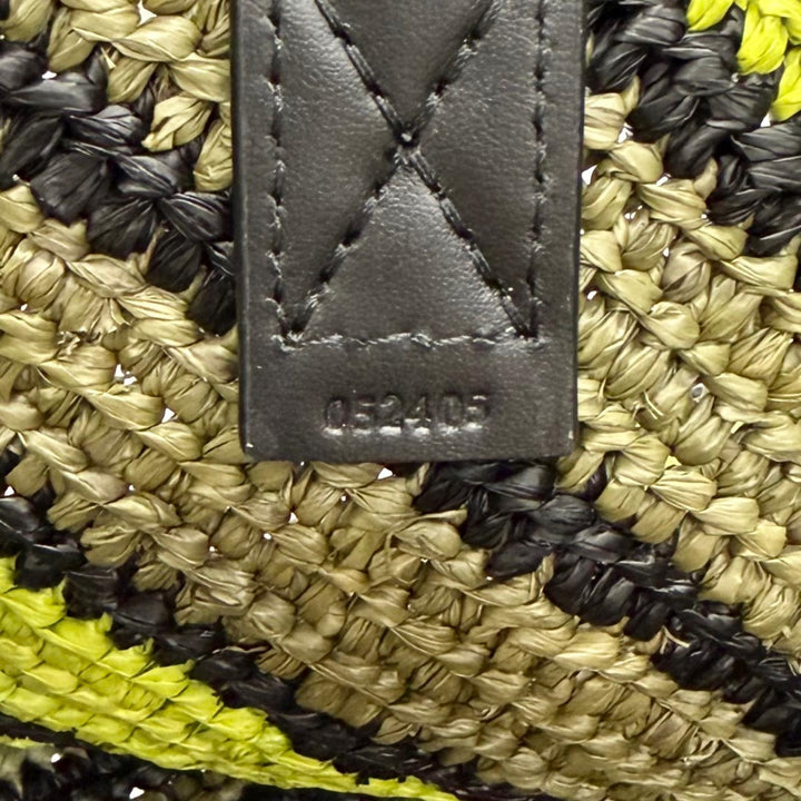 未使用品△LOEWE ロエベ B779Q18X17 パズルフォルド XL トートバッグ ラフィア レザー ロゴ金具 ブラック グリーン ゴールド金具 袋付き