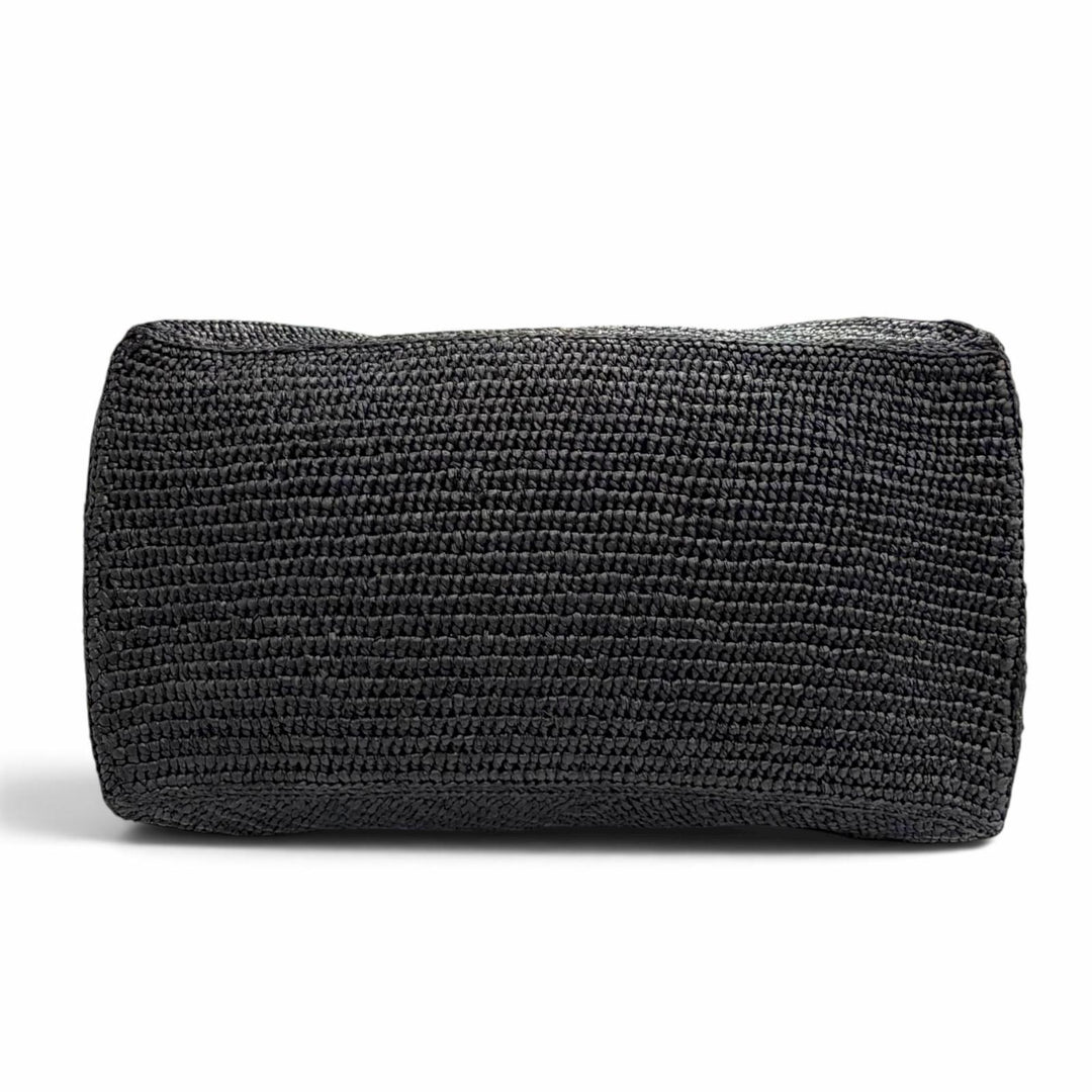 未使用品△LOEWE ロエベ B779Q18X17 パズルフォルド XL トートバッグ ラフィア レザー ロゴ金具 ブラック グリーン ゴールド金具 袋付き