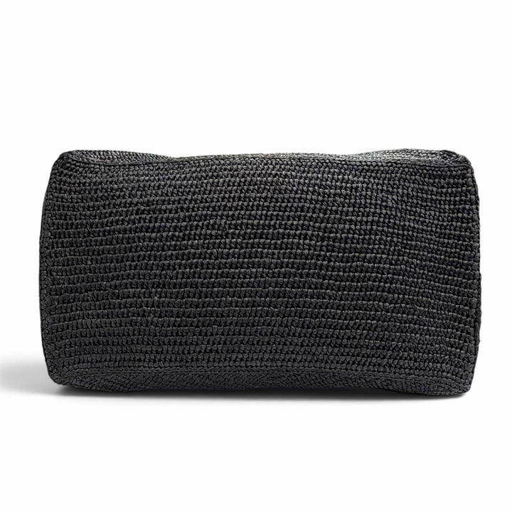 未使用品△LOEWE ロエベ B779Q18X17 パズルフォルド XL トートバッグ ラフィア レザー ロゴ金具 ブラック グリーン ゴールド金具 袋付き