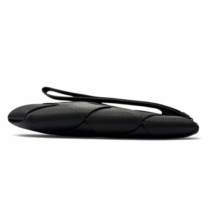 未使用品▼BOTTEGAVENETA ボッテガヴェネタ 795632 レザー マキシイントレチャート ディアゴ クラッチバッグ ブラック 伊製 定価335500円