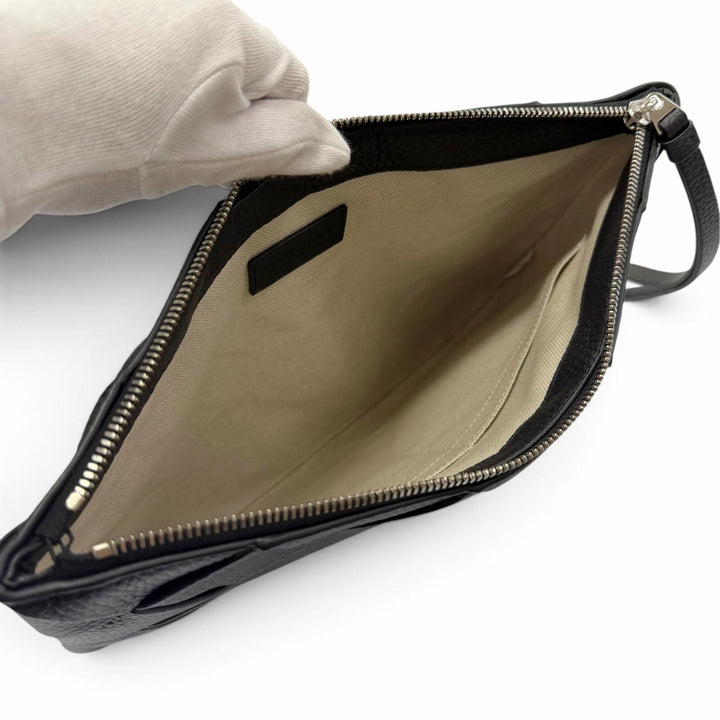 未使用品▼BOTTEGAVENETA ボッテガヴェネタ 795632 レザー マキシイントレチャート ディアゴ クラッチバッグ ブラック 伊製 定価335500円