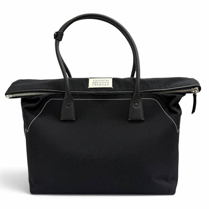 美品△Maison Margiela 11 メゾンマルジェラ11 SB1WC0013 5AC ショッピング ラージ トートバッグ レザー キャンバス ブラック イタリア製