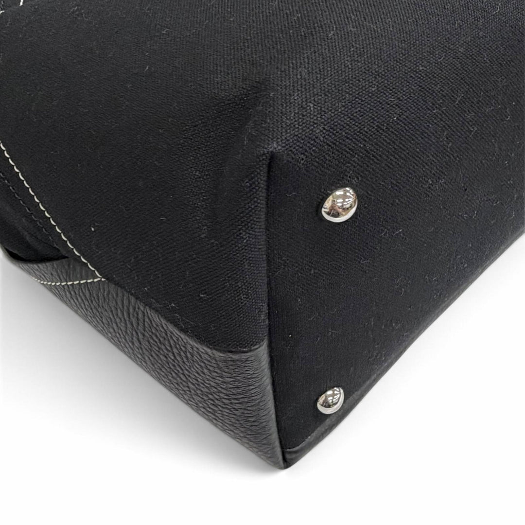 美品△Maison Margiela 11 メゾンマルジェラ11 SB1WC0013 5AC ショッピング ラージ トートバッグ レザー キャンバス ブラック イタリア製