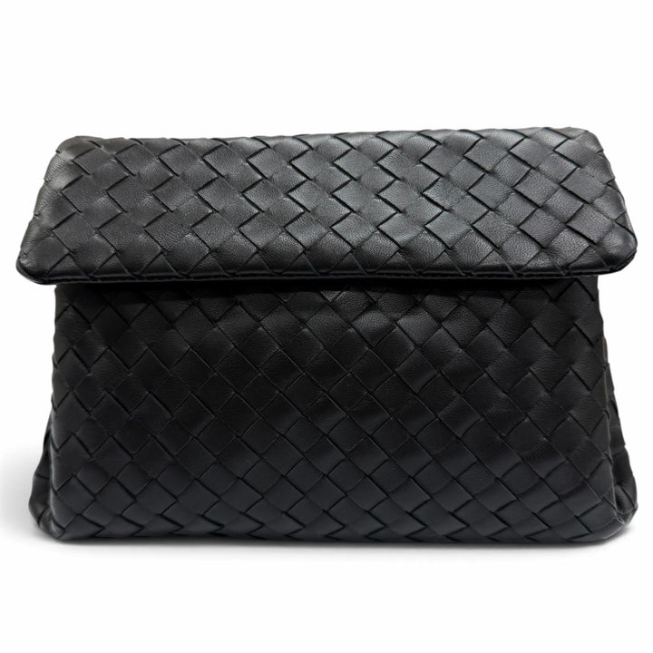 美品☆BOTTEGAVENETA ボッテガヴェネタ イントレチャート レザー クラッチバッグ ブラック イタリア製 レディース 保存袋付き