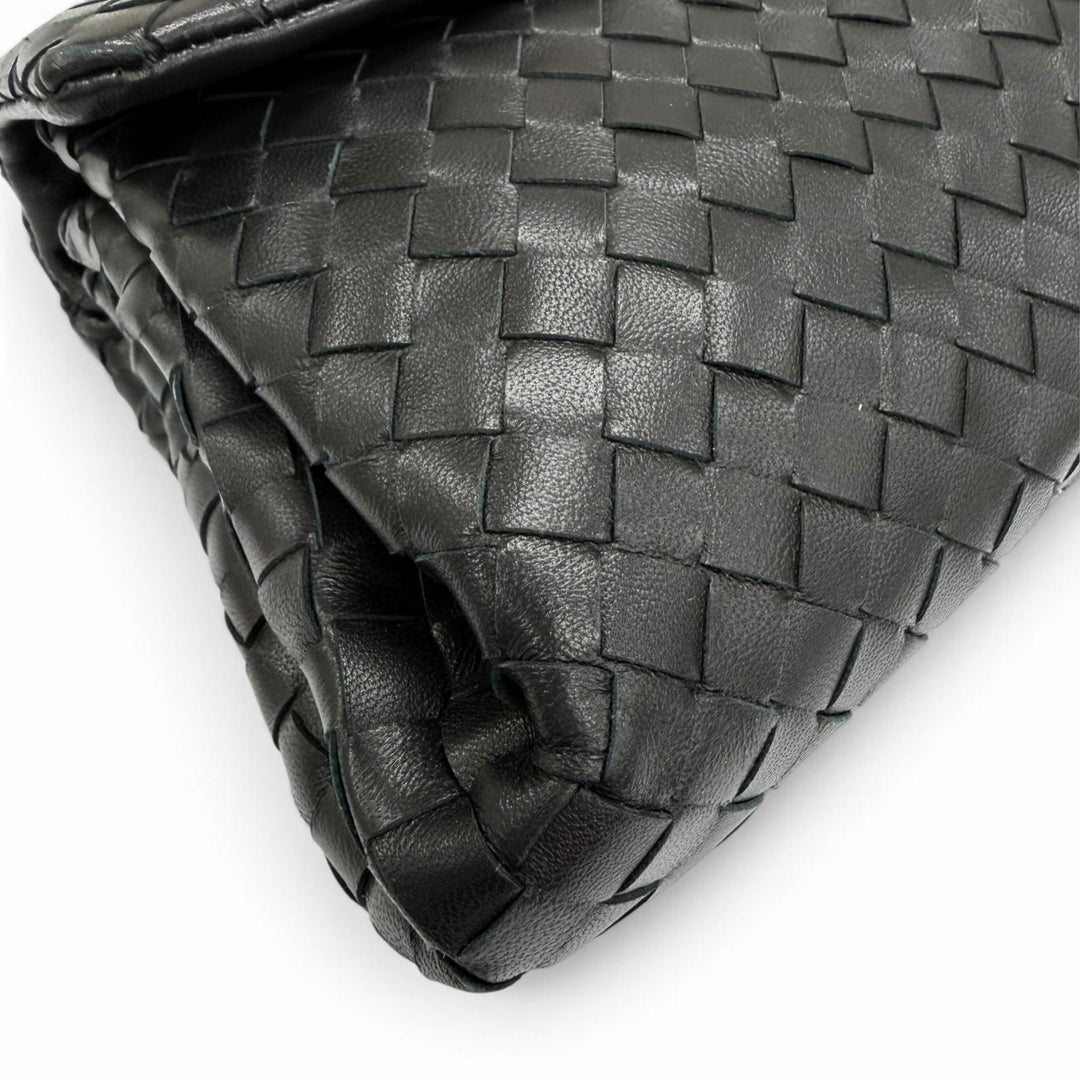 美品☆BOTTEGAVENETA ボッテガヴェネタ イントレチャート レザー クラッチバッグ ブラック イタリア製 レディース 保存袋付き