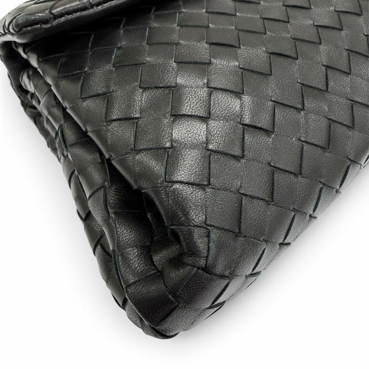 美品☆BOTTEGAVENETA ボッテガヴェネタ イントレチャート レザー クラッチバッグ ブラック イタリア製 レディース 保存袋付き
