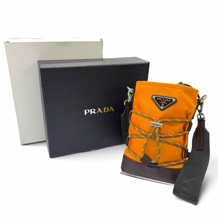 極美品▼PRADA プラダ 2ZT079 スピードロック ナイロン レザー Re-Nylon トライアングルロゴ フォンポーチ ショルダーバッグ 箱付き