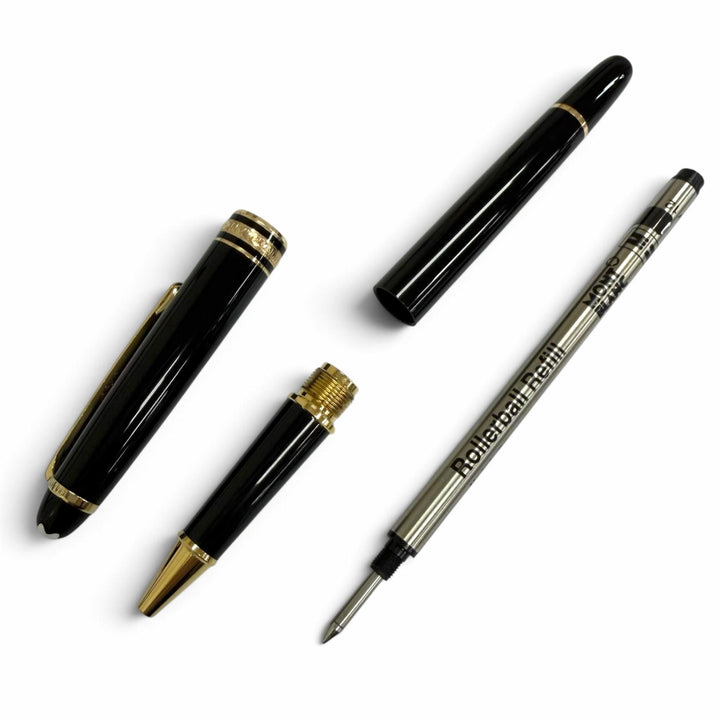 極美品□MONTBLANC モンブラン マイスターシュテュック クラシック ローラーボール ボールペン ブラック ゴールド ドイツ製 メンズ