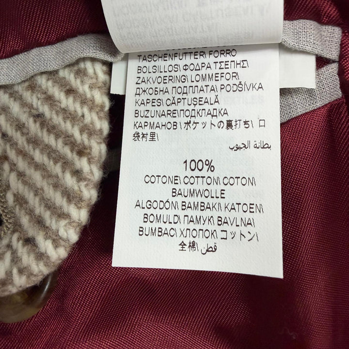 極美品▼Brunello Cucinelli ブルネロクチネリ ウール カシミヤ ヘリンボーン柄 ロゴ入りボタン シングル チェスターコート IT 48 正規品