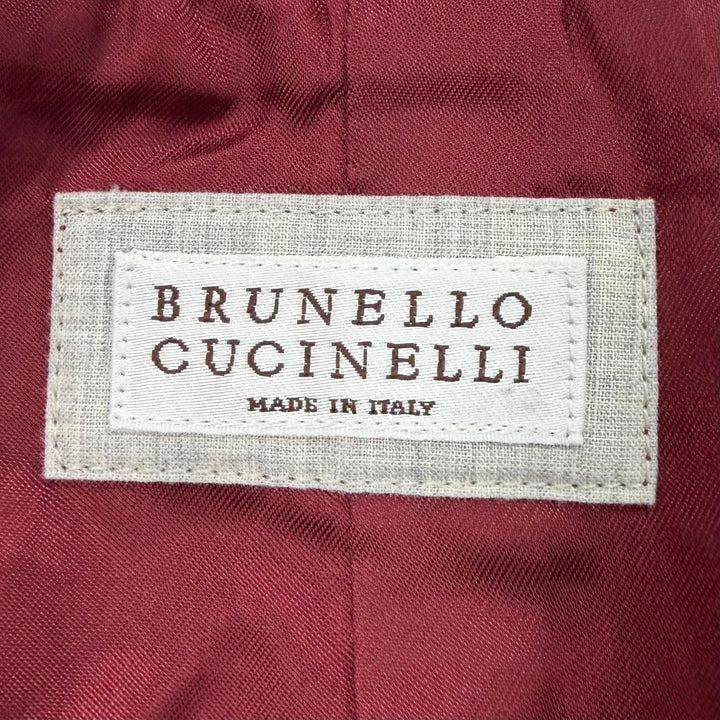 極美品▼Brunello Cucinelli ブルネロクチネリ ウール カシミヤ ヘリンボーン柄 ロゴ入りボタン シングル チェスターコート IT 48 正規品