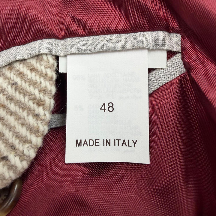 極美品▼Brunello Cucinelli ブルネロクチネリ ウール カシミヤ ヘリンボーン柄 ロゴ入りボタン シングル チェスターコート IT 48 正規品