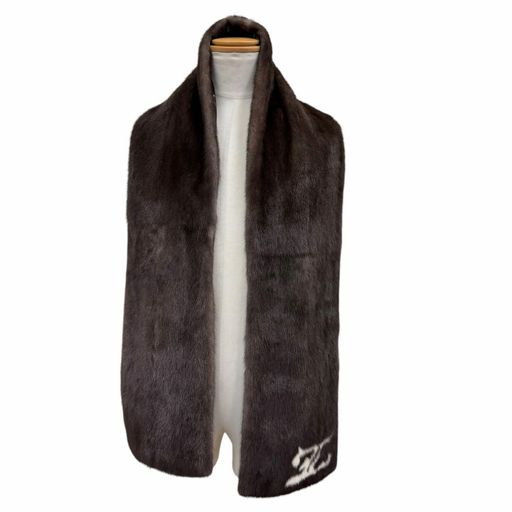 極美品▼ZELE PARIS ゼルパリ ブルーアイリスミンク BLUE IRIS MINK インターシャZ エシャルプ ブラウン 本毛皮ショール 定価1040000円