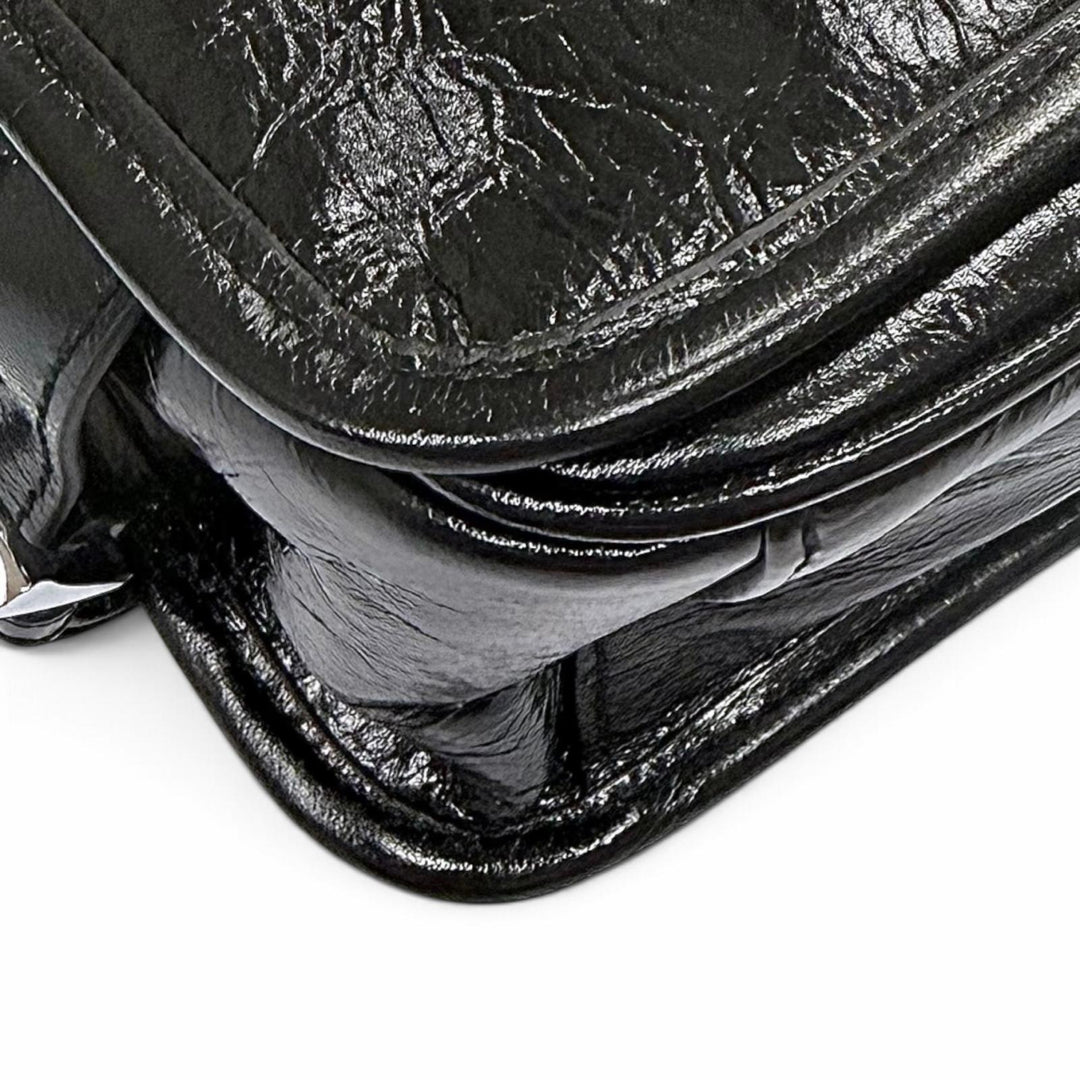 極美品▼PRADA プラダ 2VD073 ソフトルックスレザー トライアングルロゴ 三角プレート ショルダーバッグ ブラック メンズ 定価522500円