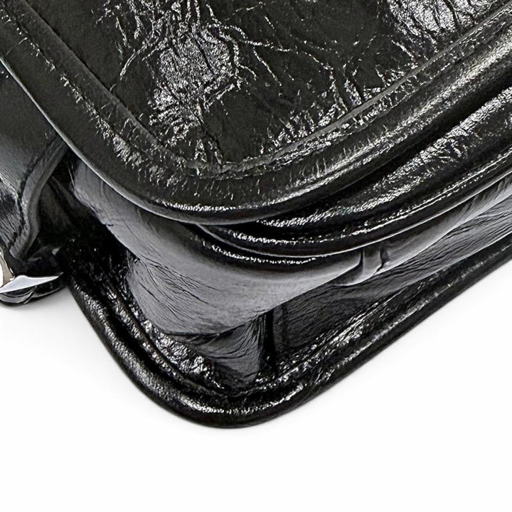 極美品▼PRADA プラダ 2VD073 ソフトルックスレザー トライアングルロゴ 三角プレート ショルダーバッグ ブラック メンズ 定価522500円