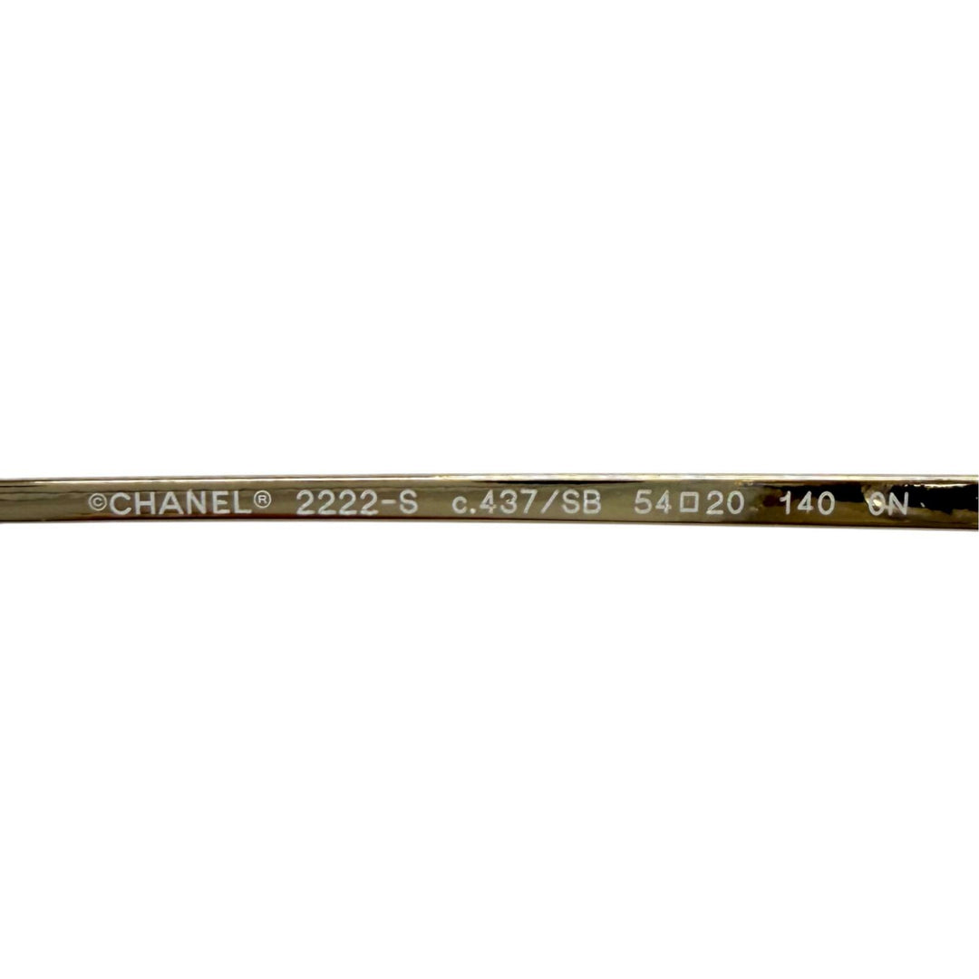 美品★CHANEL シャネル 2222-S バタフライ シェイプ オプティカル ロゴ入り メガネ 眼鏡 アイウェア ゴールド クリア 54□20 140 袋付