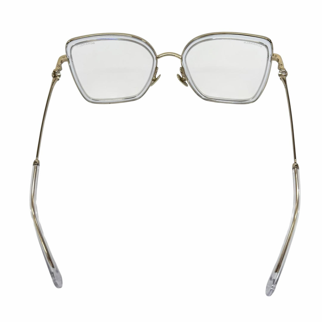 美品★CHANEL シャネル 2222-S バタフライ シェイプ オプティカル ロゴ入り メガネ 眼鏡 アイウェア ゴールド クリア 54□20 140 袋付