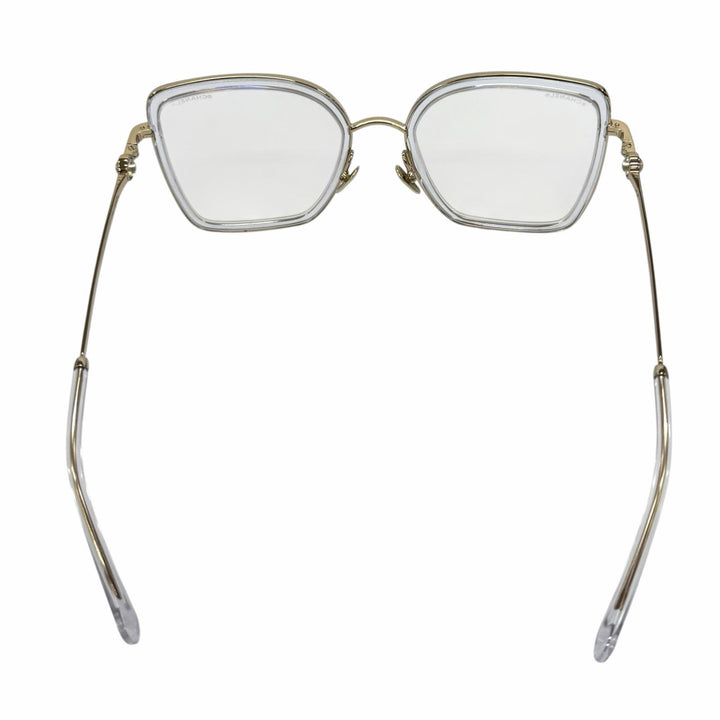 美品★CHANEL シャネル 2222-S バタフライ シェイプ オプティカル ロゴ入り メガネ 眼鏡 アイウェア ゴールド クリア 54□20 140 袋付