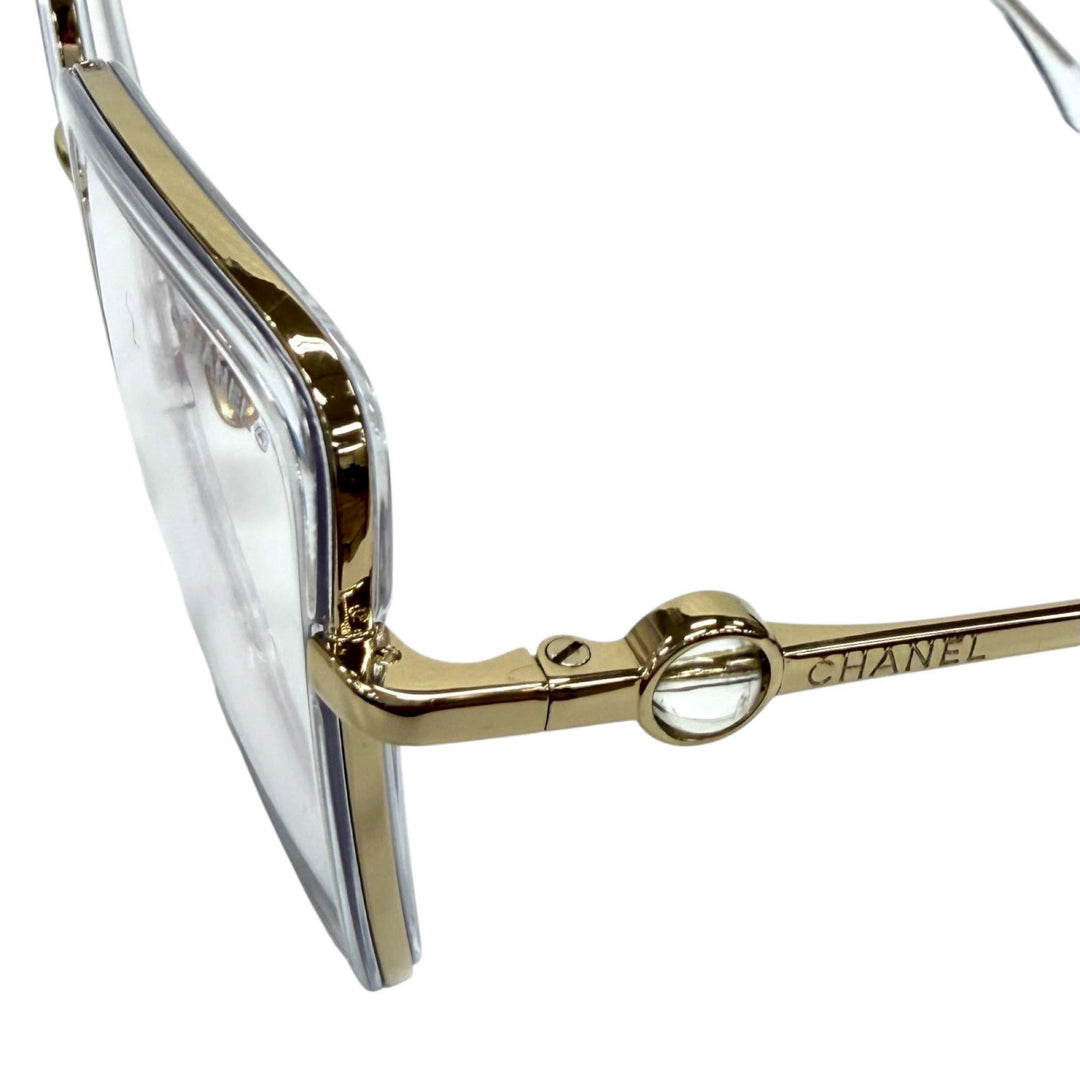 美品★CHANEL シャネル 2222-S バタフライ シェイプ オプティカル ロゴ入り メガネ 眼鏡 アイウェア ゴールド クリア 54□20 140 袋付
