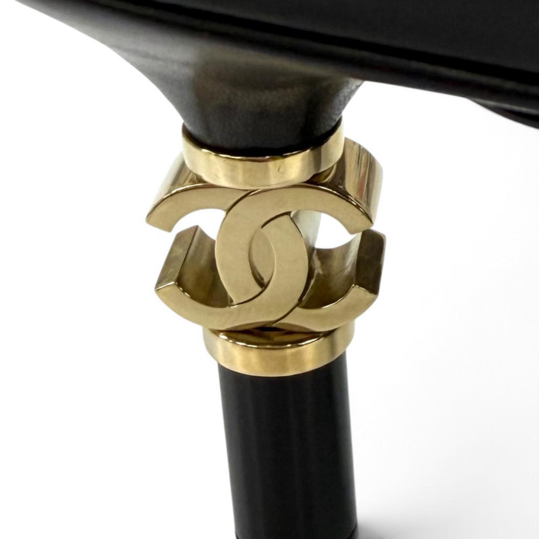 極美品★CHANEL シャネル G33705 ココマーク レザー ミュール ブラック ゴールド金具 36 イタリア製 レディース 保存袋付き