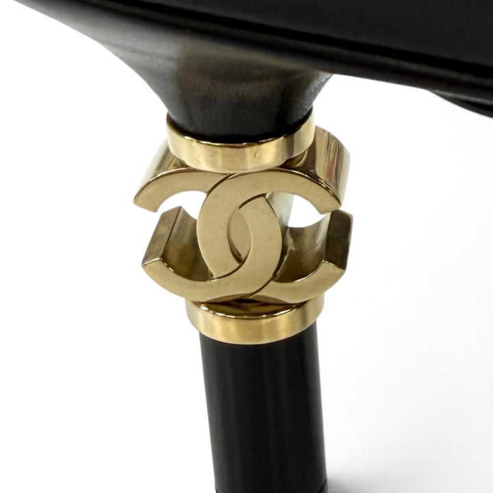 極美品★CHANEL シャネル G33705 ココマーク レザー ミュール ブラック ゴールド金具 36 イタリア製 レディース 保存袋付き