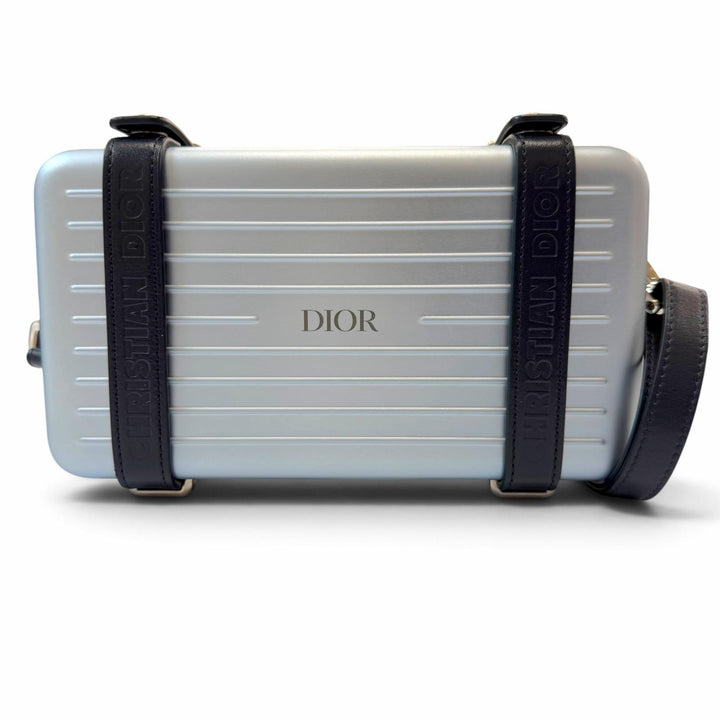 美品▼DIOR RIMOWA ディオールオム リモワ 2DRCA295YWT パーソナル アルミニウム レザー ショルダーバッグ ブルー ネイビー ドイツ製