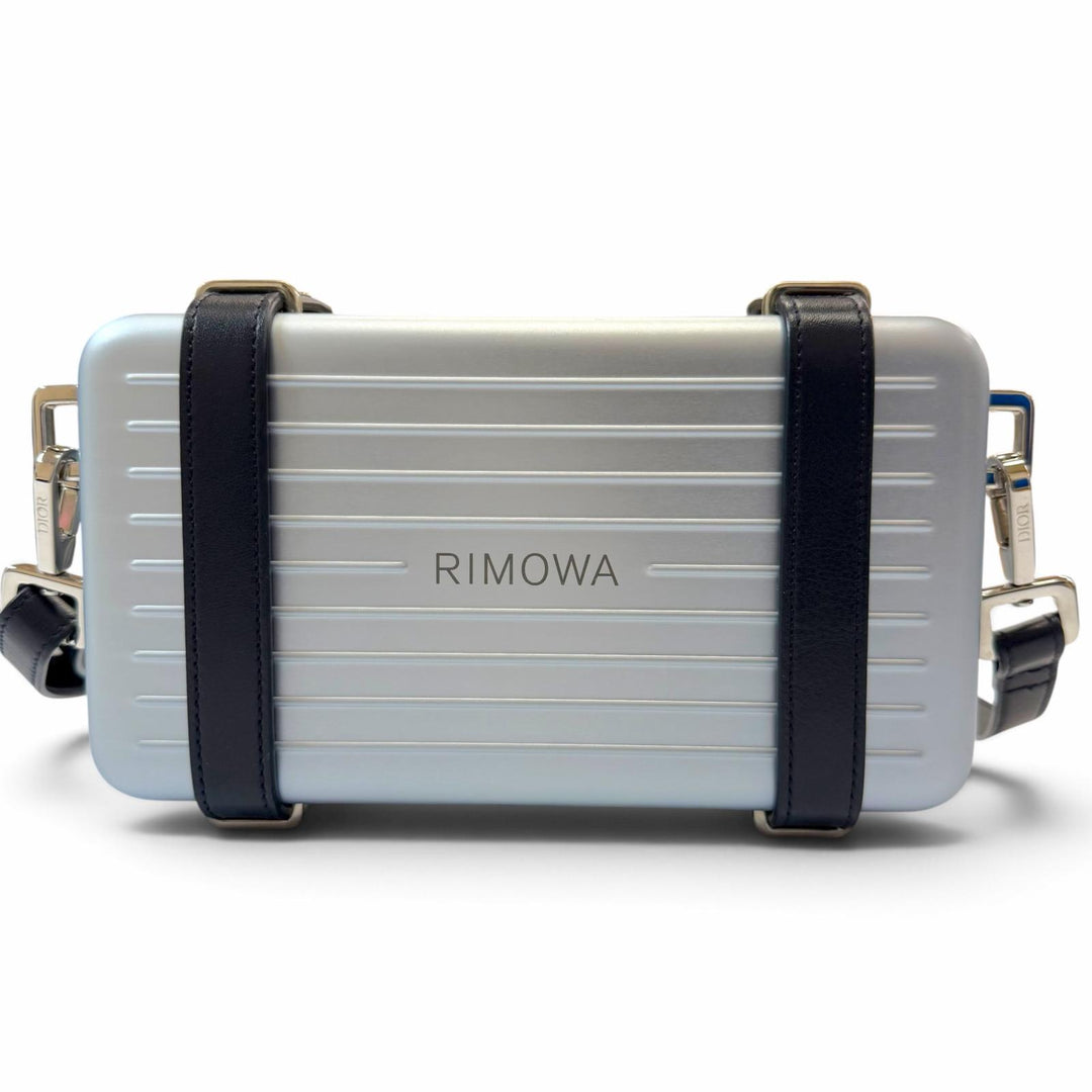 美品▼DIOR RIMOWA ディオールオム リモワ 2DRCA295YWT パーソナル アルミニウム レザー ショルダーバッグ ブルー ネイビー ドイツ製