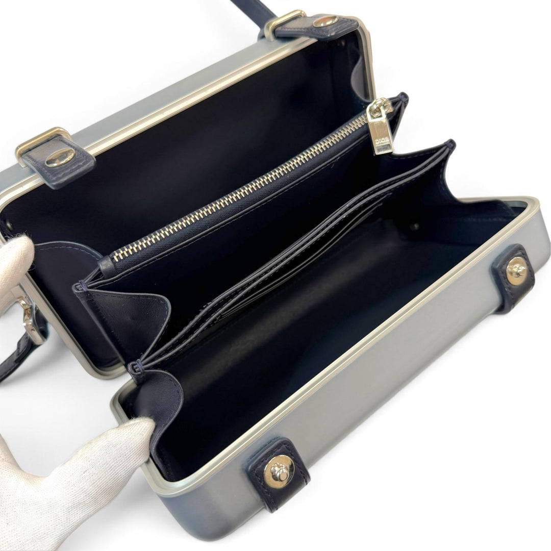 美品▼DIOR RIMOWA ディオールオム リモワ 2DRCA295YWT パーソナル アルミニウム レザー ショルダーバッグ ブルー ネイビー ドイツ製
