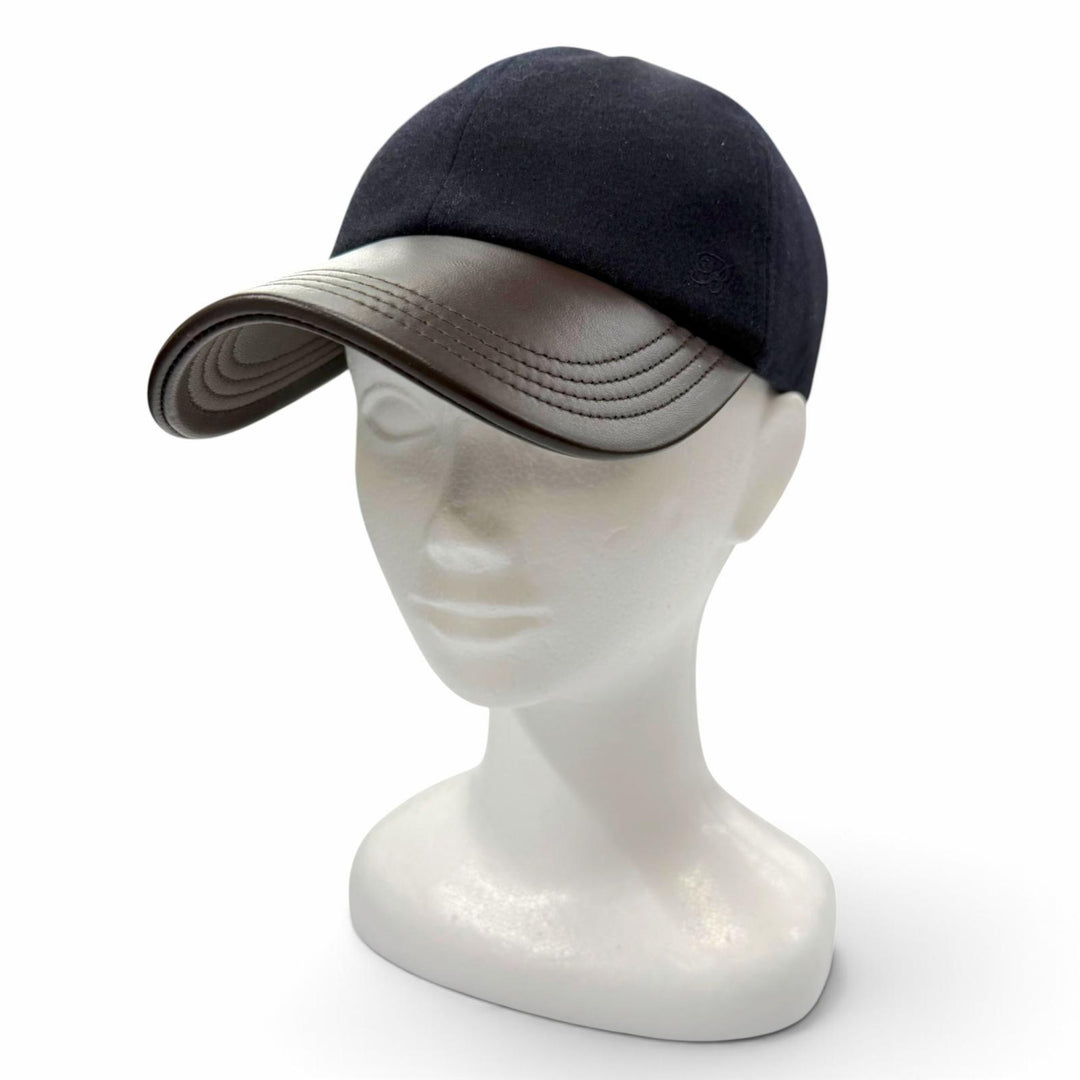 美品▼BERLUTI ベルルッティ B Thabor レザーバイザー エンブロイダリー カシミヤ 公式掲載中 ベースボールキャップ M 正規 定価112200円
