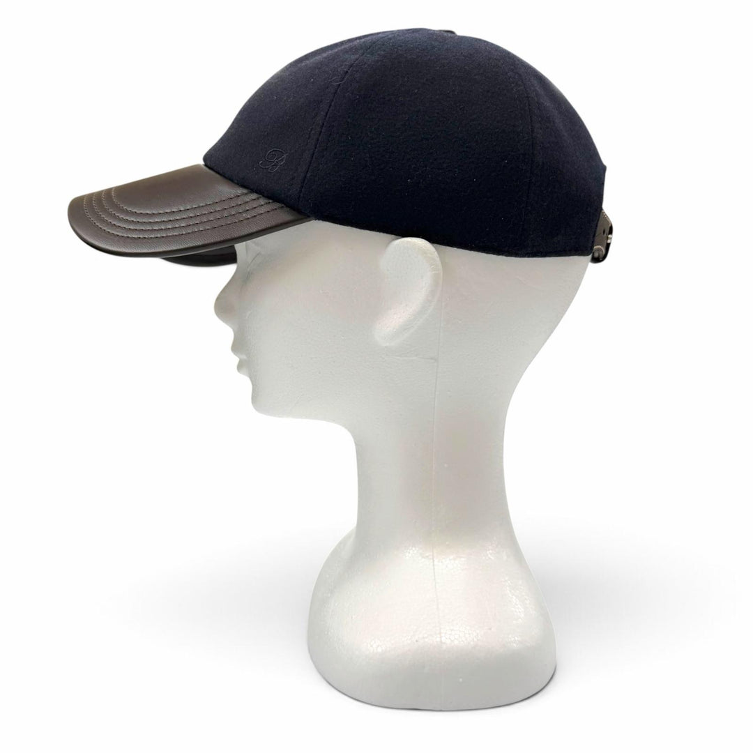美品▼BERLUTI ベルルッティ B Thabor レザーバイザー エンブロイダリー カシミヤ 公式掲載中 ベースボールキャップ M 正規 定価112200円