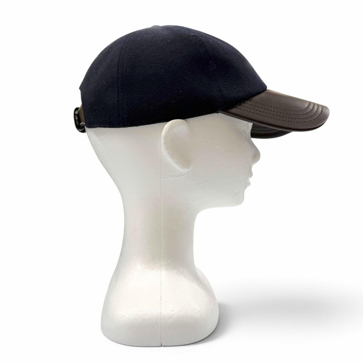 美品▼BERLUTI ベルルッティ B Thabor レザーバイザー エンブロイダリー カシミヤ 公式掲載中 ベースボールキャップ M 正規 定価112200円