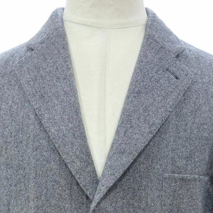 美品▼Loro Piana ロロピアーナ カシミヤ ツイード シングルジャケット テーラードジャケット ネイビー系 IT 52 イタリア製 メンズ